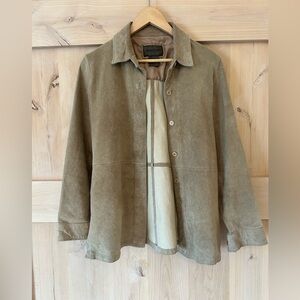 Brandon Thomas VTG Tan Leather Button-Front Cowgirl shirt Jacket, Medium. GUC